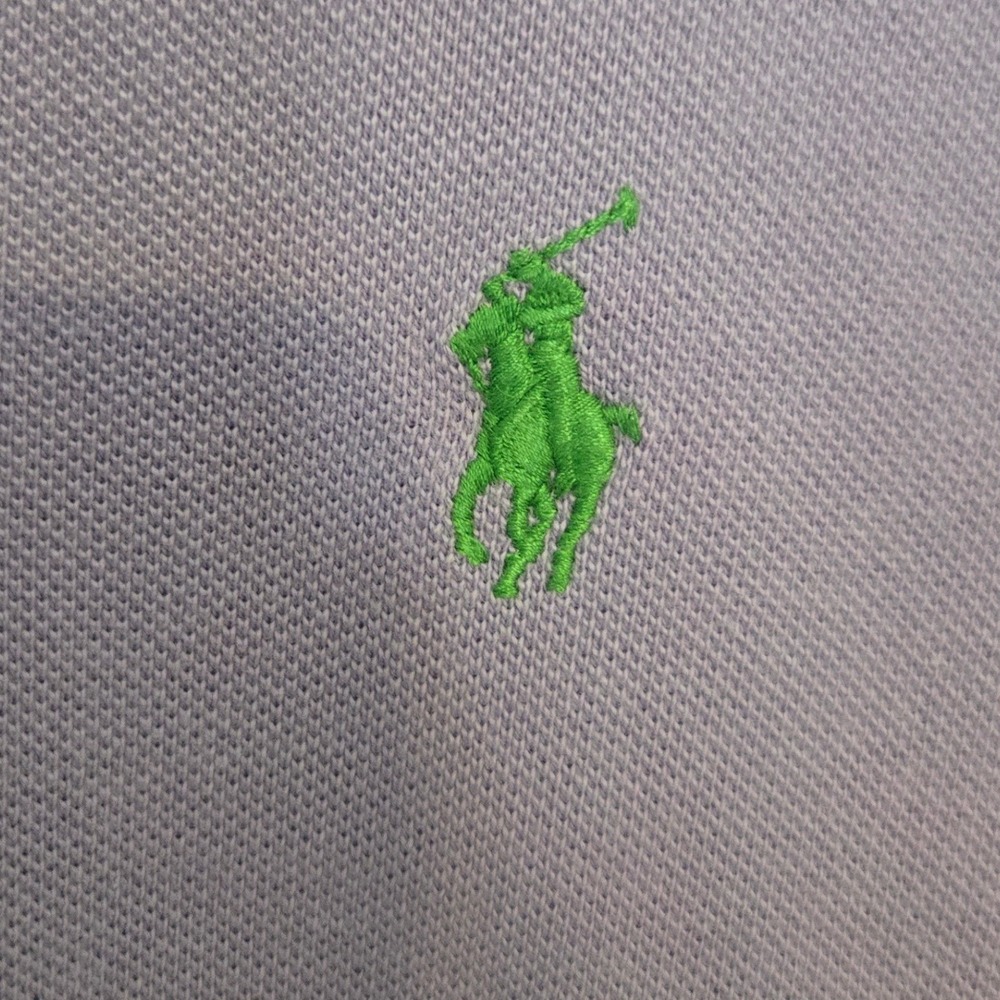 Polo Ralph Lauren Men's Medium Purple Mesh Polo Shirt Green Pony Cotton - Picture 3 of 9